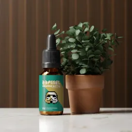 Amber Glass Dropper Bottle With Eucalyptus Plant 01